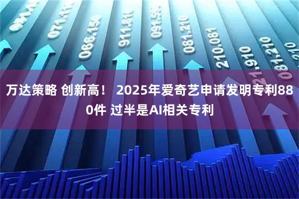 万达策略 创新高！ 2025年爱奇艺申请发明专利880件 过半是AI相关专利